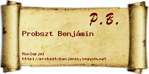 Probszt Benjámin névjegykártya